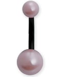 Svart Navelpiercing med Rosa Pärlor