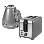 Salter COMBO-8761 Kettle and Toaster Set – Grey Fast Boil 1.7L Kettle, 2-Slice Toaster, 360° Swivel Base, 7 Browning Levels, Defrost/Reheat/Cancel Functions, Removable Crumb Tray, Cosmos, 3kW/930W