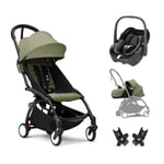 Stokke® YOYO³ 3 i 1 Barnvagn Olive inklusive MAXI COSI babyskydd Pebble 360 Essential Black