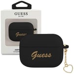 Guess GUAPLSCHSK AirPods Pro deksel svart/svart Silikon Charm Heart Collection