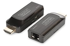 DIGITUS HDMI Extenseur - Format compact - Full HD - Kit (émetteur/récepteur) - Portée jusqu'à 50 m - Câble patch (Cat 6, Cat 6A, Cat 7) - Alimentation par micro-USB - noir
