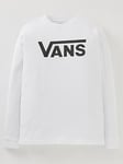 Vans Boys Classics Long Sleeve T-Shirt - White/Black, White/Black, Size Xl