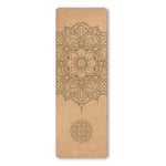 4mm Naturkork Tryckt Yogamatta, Halksäker Svettabsorberande Hemmafitnessmatta