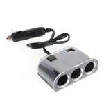 OLESSON Billaddare med dual USB porte + 3 vägs socket splitter til cigarettändare - Svart