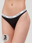 Calvin Klein 3 Pack Thong - Black, Black, Size Xl, Women