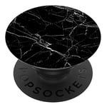 Richmond & Finch PopSocket PopGrip, Universal Expanding Mobile Phone Stand and Grip for Phones and Tablets, Includes Swappable Top, Marble - Black