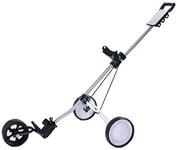 3 Wheel Folding Golf Trolley - Lightweight Golf Walking Push Cart Roller Golf Bag Holder w/Bracket w/Elastic Strap, Scorecard, Drink Holder - Black