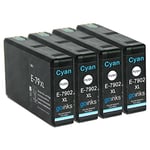 4 Go Inks Cyan Ink Cartridges to replace Epson T7902 (79XL Series) Compatible/non-OEM for Epson Workforce Pro Printers