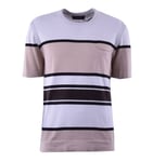 DOLCE & GABBANA Knitted Striped Cotton Cashmere T-Shirt Brown Beige 04251
