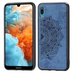 LLLi Mobile Accessories for HUAWEI Embossed Mandala Pattern Magnetic PC + TPU + Fabric Shockproof Case for Huawei Y6 Pro (2019) without Fingerprint Hole(Black) (Color : Dark Blue)
