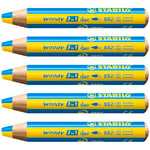 Crayon de couleur - STABILO woody 3in1 duo - lot x 5 crayons de couleurs à mine bicolore - jaune + bleu ciel