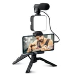 Kit Vlogger - Trépied + Micro + Flash pour Smartphone ML305578 Noir