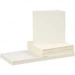 Kort og kofferter, kort str. 15x15 cm, koffert str. 16x16 cm, råhvit,