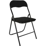 Spetebo - Chaise pliante en métal avec dossier rembourré noir - revêtement en plastique - chaise pliante pour invités et cuisine