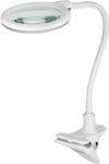 Goobay LED-förstoringslampa med klämma, 6 W, vit 480 lm, 100 mm glaslins, 1,75x förstoring, 3 dioptrier