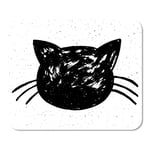 Mousepad Computer Notepad Office Animal Cute Cat on Face Beautiful Black Cartoon Character Home School Game Player Computer Worker Inch