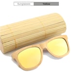 LIKCO New Sunglasses, Bamboo Wood Retro-Coated Bamboo Legs Polarized Bamboo Sunglasses Wooden Glasses Men And Women Big Frame,Yellow Polarized