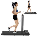 2-In-1 Folding Treadmill with Handrest Under Desk Walking Pad for Home&Office(Black)
