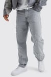 Men's Relaxed Fit Raw Edge Cross Applique Jeans - Grey - 30R, Grey