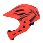 DUDUCHUN Kids Full Face Bicycle Helmet,16-Hole Breathable Helmet Detachable Chin Protection Balance Riding Helmet with Rear Light,D,43~54cm
