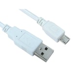 1m A Male to MICRO USB 2.0 Charge Cable Phone Charger Lead Data PS4 White