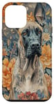 Coque pour iPhone 12 mini Dogue allemand aquarelle fleur dogue allemand