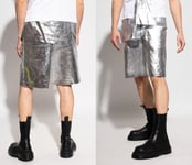 Comme Des Garçons Homme Plus Distressed Silver Foil Shorts Pants Trousers M
