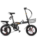 GuiSoHn 16 Inch Adult Folding Bicycle Adult Student Men's Women's Variable Speed Ultra Light Portable Mini Bicycle