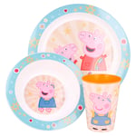 Peppa Pig Stor Kindness Counts 3pcs Micro Dinner Tableware Set Plate, Bowl & Cup, BPA Free