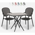 Ahd Amazing Home Design - Table Carrée 70x70cm Noire + 2 Chaises jardin terrasse bar restaurant Lavett Dark Couleur: Noir