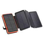 Lippa Foldable Solar PowerBank 10 000 mAh 10,5W 2 x USB-A med Ljus - Svart / Orange