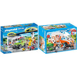 Playmobil City Life 70201 Fuel Station, For Children Ages 4+ & City Life 70049 Ambulance with Flashing Lights, For Children Ages 4+
