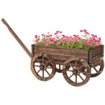 Rootz Flower Box - Plant skottkärra - Långt handtag - Trä upphöjd säng - Väderbeständig - Gran Wood - Brun - 120 X 41 X 50 Cm