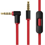 Cipher Replacement Audio Cable Cord Wire,Compatible with Beats by Dr.Dre Headphones Studio/Solo/Pro/Detox/Wireless/Mixr/Executive/Pill in-line Mic and Control- (Black Red)