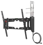 Barkan 19-80 inch Tilt TV Wall Mount with Integrated HDTV Indoor Antenna, For all wall types, Flat/Curved Screen Bracket, Holds up to 50kg, Auto Lock Patented, Fits LED OLED LCD