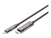 DIGITUS AOC - Adapterkabel - 24 pin USB-C hann til HDMI hann - 20 m - aktiv, aktiv optisk hybridkabel, 4K 60Hz støtte, 1920 x 1080 at 120 Hz support, 2K60Hz support, up to 18 Gbps data transfer rate