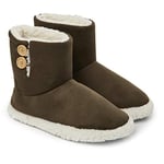 Dunlop Chausson Hommes, Bottines Fourrées Hiver, Chaussons Bottes Homme Intérieur Extérieur, Pantoufles Chaudes Semelles Antidérapantes Mémoire de Forme, Cadeau Original ,Kaki,44 EU