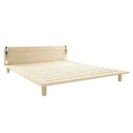 Sommier futon peek bed pin naturel couchage 180 cm 2 lampes de chevet - natural