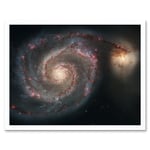 Hubble Space Telescope Image Whirlpool Galaxy M51 Companion Swirling Structures Dust Clouds Gas Spiral Staircases Pink Blue Star Birth Regions Art Pri