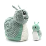 Les Déglingos - PTITPOTOS - Speedou l’Escargot Maman bébé – Peluche Toute Douce – Idéal Cadeau Naissance - Vert Menthe – 22 cm
