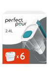 Perfect Pour 2.4L Water Filter Jug & 6  Filters (6 Month Pack)
