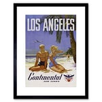 Wee Blue Coo TRAVEL LA LOS ANGELES CONTINENTAL AIRLINE BEACH TROPICALAD ART PRINT B12X1414