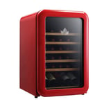 Retro Wine Cellar Refrigerator, 30 Bottle Freestanding Red/White Wine Cooler/Chiller, 5 ° C - 18 ° C Constant Temperature Storage (Color : Red),Home/Bar