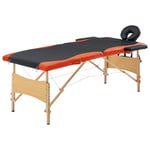vidaXL Hopfällbar massagebänk 2 sektioner trä svart och orange 110203