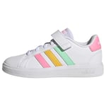 ADIDAS Grand Court 2.0 EL K Sneaker, FTWR White/Pulse Mint/Beam Pink, 30.5 EU