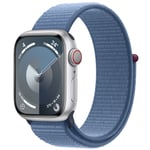 Apple Watch Series 9 (GPS + Cellular) 41mm - Silver Aluminium Case with Winter Blue Sport Loop