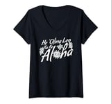 Womens Aloha Hawaiian Language Graphic Saying Themed Print Designer V-Neck T-Shirt