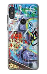 Wall Graffiti Case Cover For Motorola One Power, Moto P30 Note