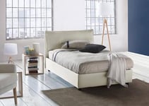 Talamo Italia - Lit double Desirée, Lit coffre avec revêtement en tissu, 100% Made in Italy, Ouverture frontale, avec matelas 120x190 cm inclus, Beige