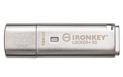 Kingston IronKey Locker+ 50 USB Flash Drive XTS-AES Encrypted for Data Protection with Automatic USBtoCloud Back Up-IKLP50/128GB
